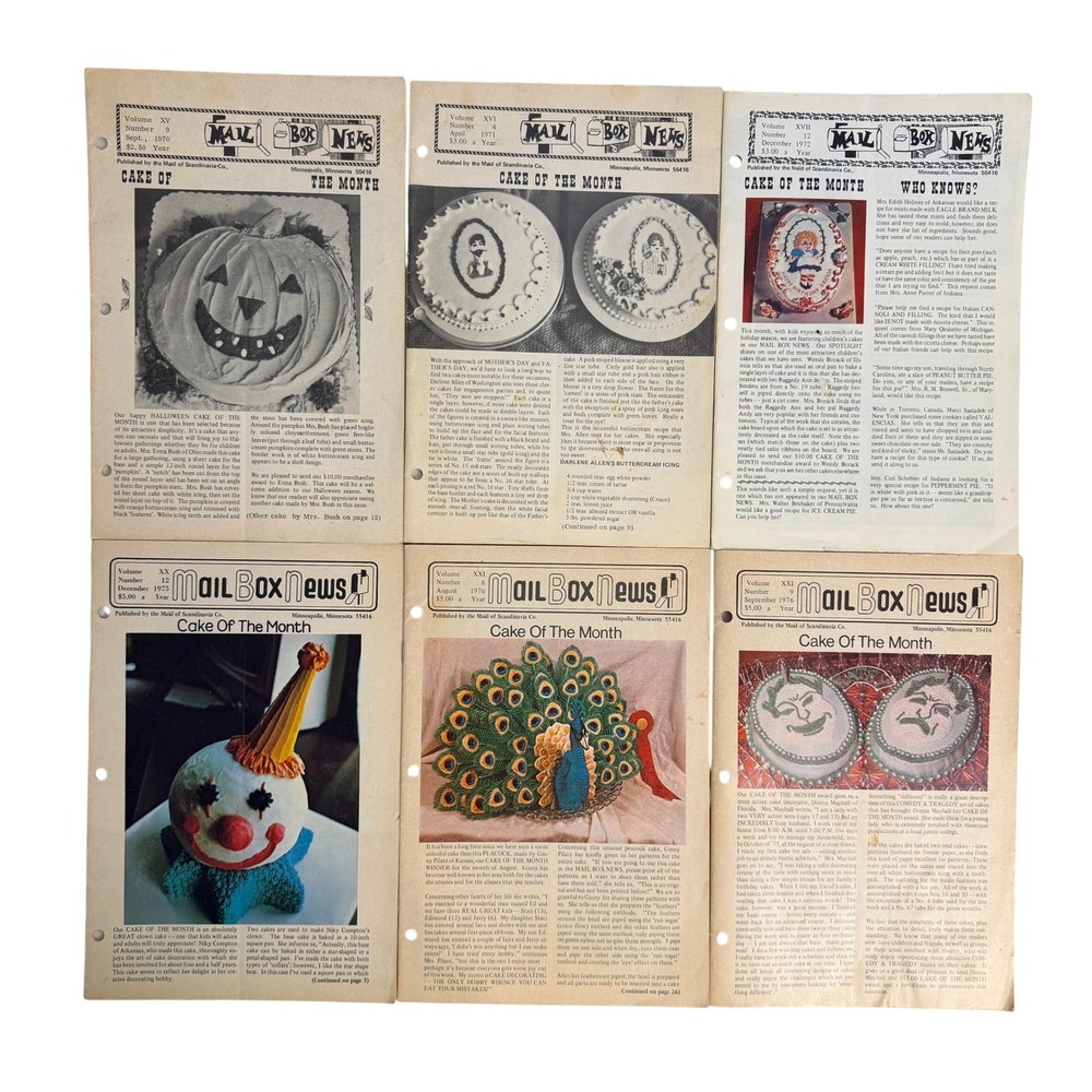 Vintage Mail Box News Cake Decorating Magazine Lot 6 Issues 1970s Retro Baking